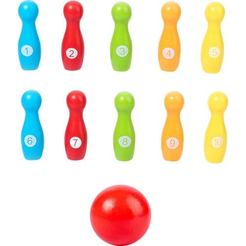 Wooden Digital Bowling Ball Early Childhood Education Parent-child Interactive T