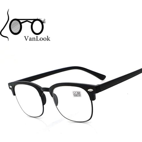 Women Reading Glasses Men Oversized Cheap Squared Eyeglasses +1.00 +1.50 +2.00 +2.50 +3.00 +3.50 +4.00 Aspheric Matt Black Brown