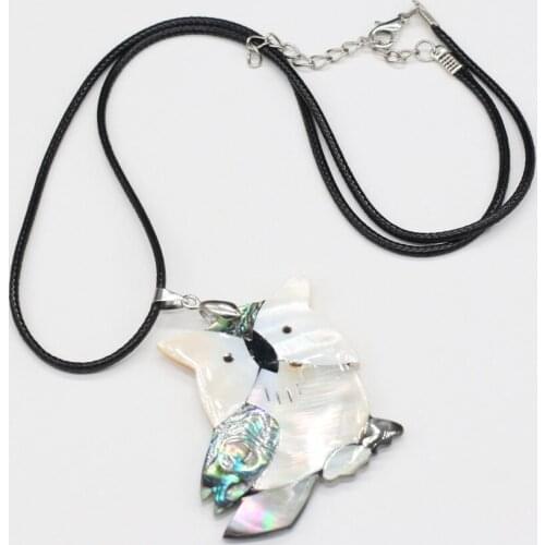 Natural Shell Necklace Rope Length 55+5cm With Hand-Carved Lifelike Cute Owl Shape Pendant For Unisex Charm Jewelry Gift 35x52mm