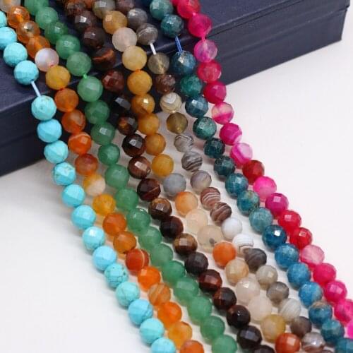 Natural Stone Faceted Beads 8 MM Green Aventurine/Turquoise/Apatite/Agate For Jewelry Making DIY Necklace Earrings Accessory