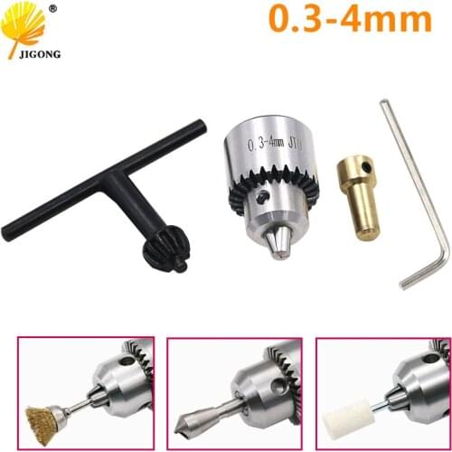 JlGONG Drill Chucks Clamping 0.3-4mm Jt0 Taper Mounted Drill Chuck With Chuck Key 3.17mm Brass Mini Electric Motor Shaft