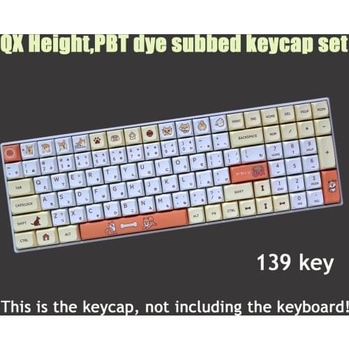139key/set Shiba Inu Theme keycaps for MX switch mechanical keyboard PBT dye subbed key caps QX height light-proof 1.5mm