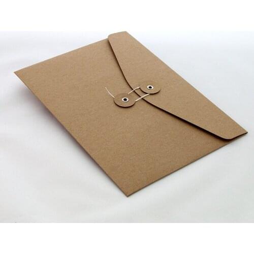 Brown Kraft Paper A4 Document Holder File Storage Bag Pocket Envelope Blank with Storage String Lock Office Supply Pouch LI4499