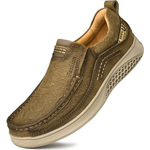 Brand Men Casual Shoes Lightweight Breathable Sneakers Male Walking Shoes Fashion Genuine Leather Zapatillas Footwear