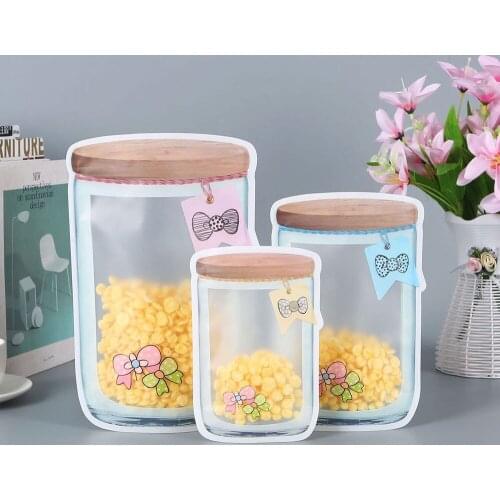 Reusable Mason Jar Zipper Bags Grocery Bag Candy Jar Food Storage Bags Portable Nuts Cookies Bag Kitchen Food Snacks Sealed