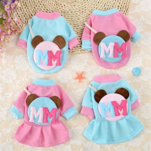 Cartoon Dog Coat Jacket Winter Pet Dog Clothes For French Bulldog Cute Lovers Skirt Cotton Dogs Dress Pets Clothies