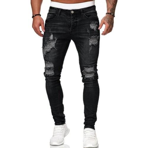 Adisputent Men Sweatpants Sexy Hole Jeans Pants Casual Summer Autumn Ripped Skinny Trousers Slim Outwears Distressed Denim Pants
