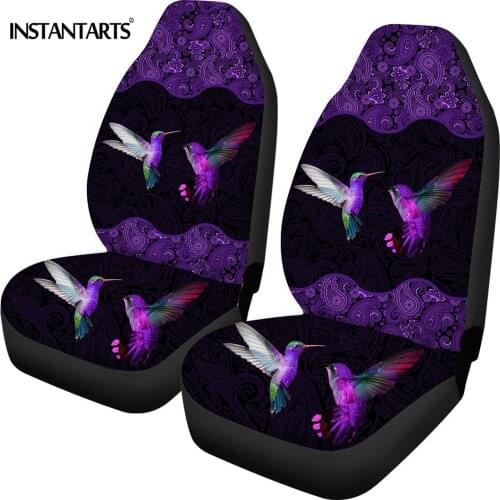 INSTANTARTS Paisley and Hummingbird Printed Set of 2 Vehicle Seat Protector Washable Car Seat Covers Set Stylish Car Accessories
