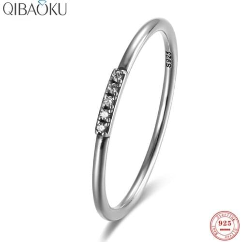 Real 925 Sterling Silver Rings for Women Small White Zircon Oxide Silver Finger Ring Thin Exquisite Ring Fine Jewelry