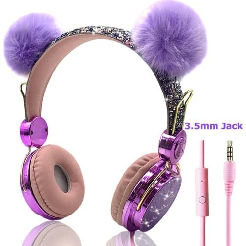 Kids Headphones Cute Wired Headphone With 3.5mm Audio Jack And Microphone For Girls Daugther Music Earphone Adjustable Headset