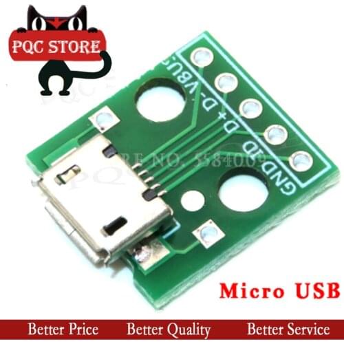 10PCS Micro USB To DIP Adapter 5pin Female Connector Module Board Panel Female 5-Pin Pinboard micro usb connector 2.54 MM