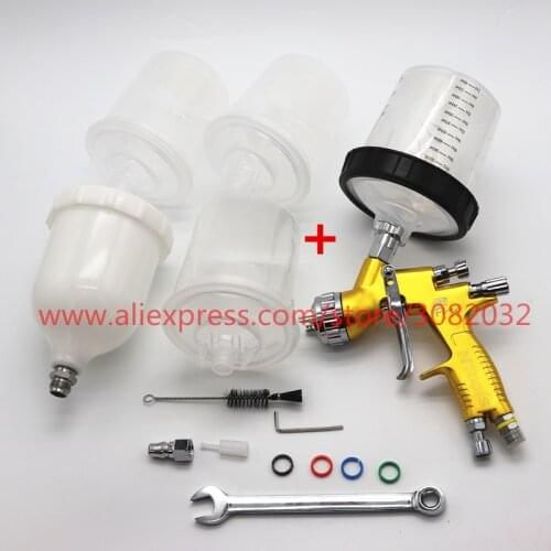 Professional GTI pro Lite Golden Painting Gun 1.3mm Nozzle Spray Gun With 3pcs Quick-Connect Wash-Free Tank Paint Mixing Cup