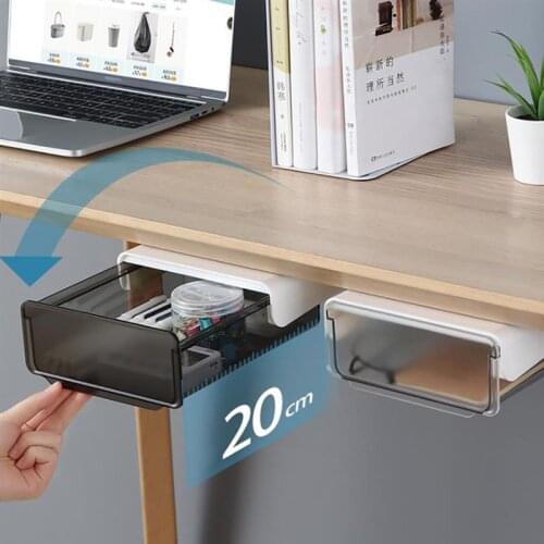Under Desk Drawer Adhesive Storage Box For Office Pen Holder Hidden Sorting Box Kitchen Knife Fork Storage Tray Organizer
