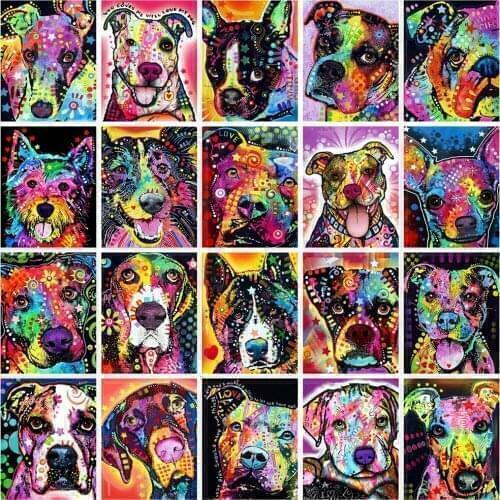 Full Round Diamond Painting Dog 5D DIY Diamond Embroidery Animals Colorful Cross Stitch Picture Of Rhinestones Art Gift