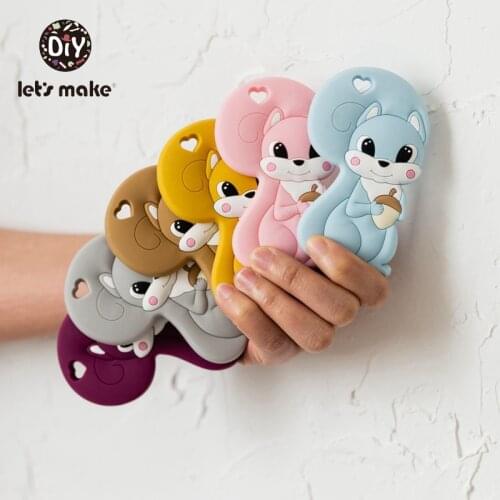 Lets Make Baby Teether Animals Tiny Rod Squirrel Cartoon Safety Standard Teething Food Grade Silicone Teether 10pc Patent Owner