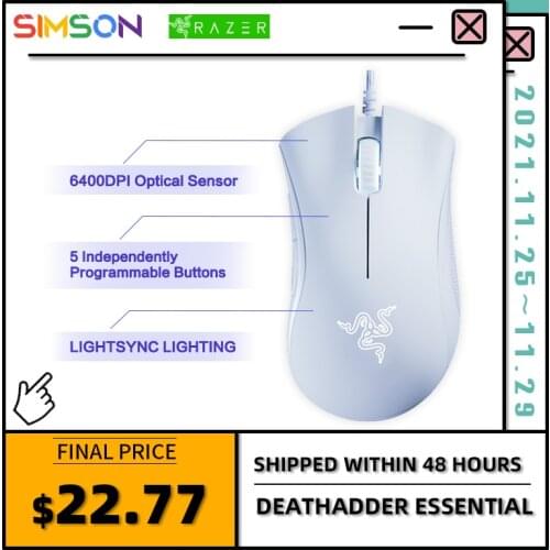 Original Razer DeathAdder Essential Wired Gaming Mouse Mice 6400DPI Optical Sensor 5 Independently Buttons For Laptop PC Gamer