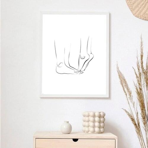 Romantic Couple Love Poster Fine Line Foot Art Prints Minimalist Wall Art Picture Canvas Painting Scandinavian Bedroom Decor