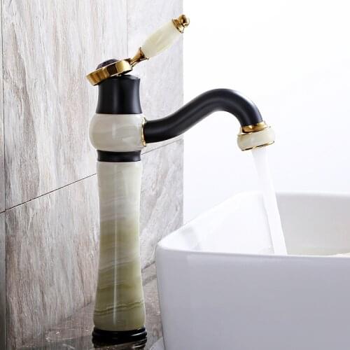 Tap bowl of the single bronze bathroom handle of the vintage high retro hot and cold faucet mixer lavatory bath