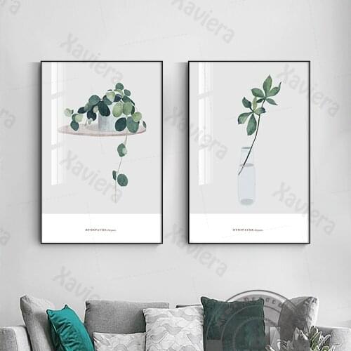 Modern Minimalist Green Leaf Canvas Painting On The Wall Nordic Plant Art Poster and Print Home Decoration Living Room Frameless