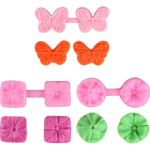 Sugarcraft 3 Style 3D Butterfly Cherry Blossoms Clover Cake Fondant Silicone Mold Baking Cake Decoration Tools Supplies Stencil