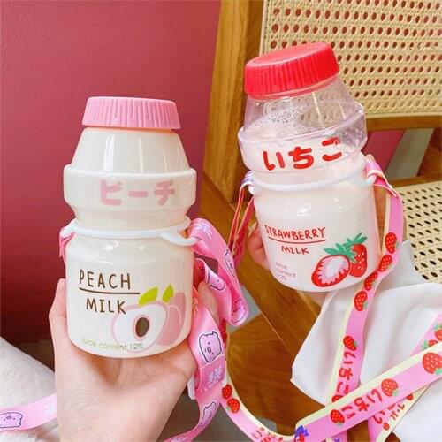 Yakult Plastic Water Bottle Cute Cartoon Student Child Bottle Convenient Tour Drinking Shaker Bottle for Kids/Girl/Adult Glass