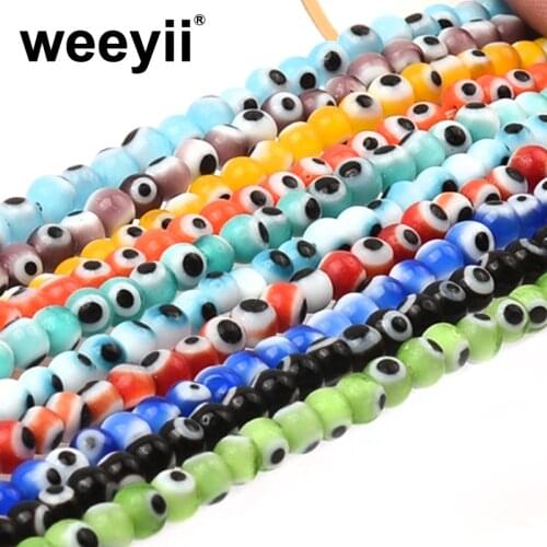 Colorful Flat Round Shape Evil Eyes Glass Loose Beads For Jewelry Making DIY Accessories Bead Bracelet Necklace Wholesale