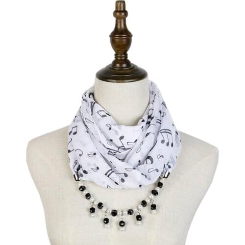 Mujer summer scarf print G-Clefs jewelry pendant scarf neckwear shawls echarpe hijabs music necklace scarf DIY scarf