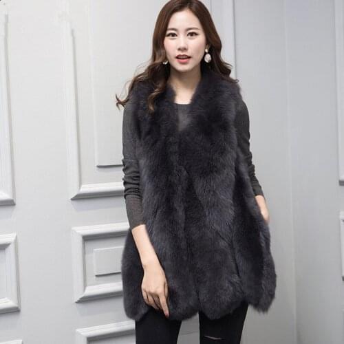 Vest Autumn Winter Women Clothes Real Fox Fur Coat Korean Long Jacket Vintage Vests Chalecos Para Mujer MY14