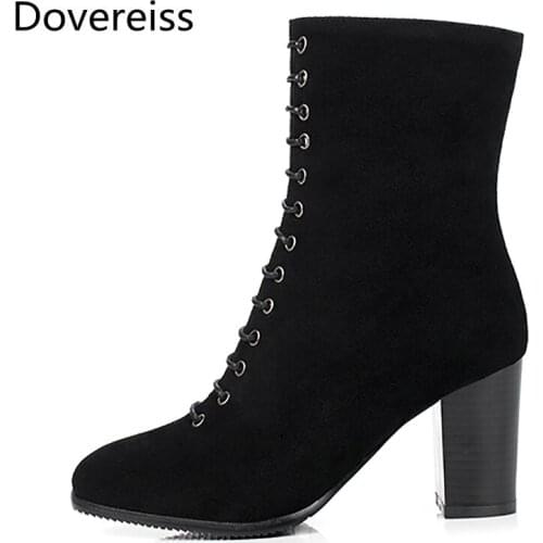 Winter Round toe shoes for woman Consice Sexy New Brow Red zipper Matin boots Ankle boots Big size 48