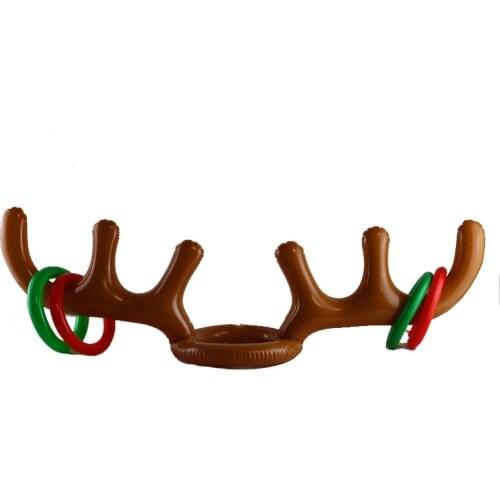 1 Set PVC Inflatable Antler Headband Toy Christmas Head Ring Throwing Circle Toy Children Party Outdoor Funny Playing Gift T0781