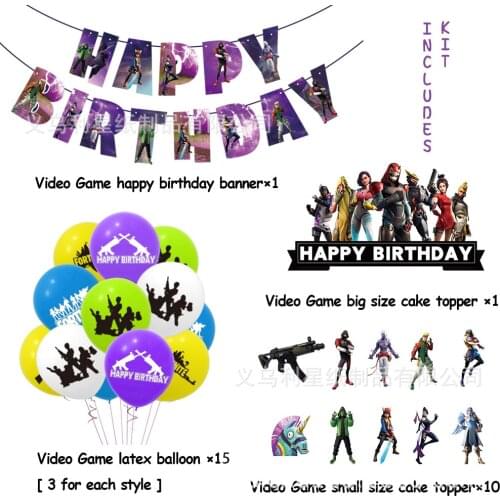 2021 Fortnites Game Latex Balloons Cartoon Anime Theme Balloon Happy Birthday Banner Party Decoration Kids Children Toy Gift