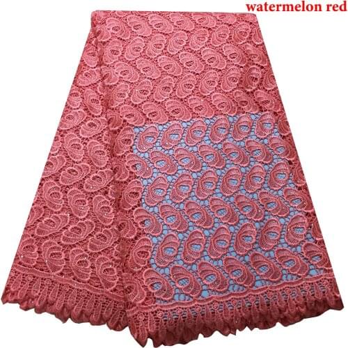 5 yards mesh latest nigerian guipure aqua high quality polyester watermelon red african cord lace grey wedding dress KRL-8525