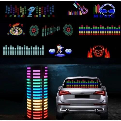 Car Sticker Interior Atmosphere Music Rhythm LED Flash Light Lamp Car Rear Windshield For Decorative Styling Accessories Light