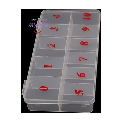 10 Fake Nail Art Tips Case Manicure Nail Tool Art Tips Box Storage Case Natural Translucent Acrylic Plastic Cells False Nail