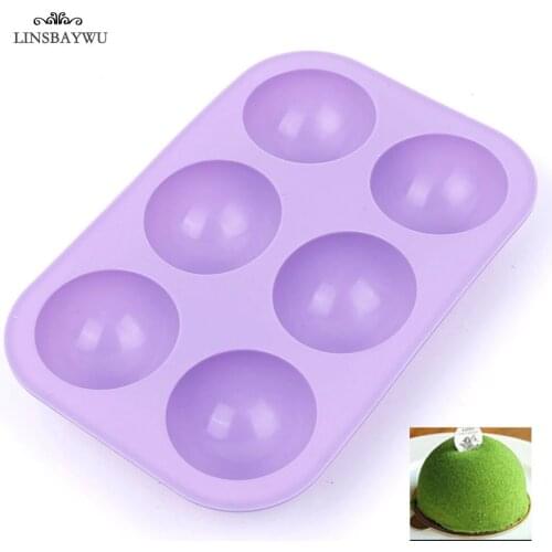 LINSBAYWU 6 Holes Silicone Half Ball Sphere Baking Mould DIY Chocolate Cupcake Cake Mold New Durable Kitchen Accessories Tools