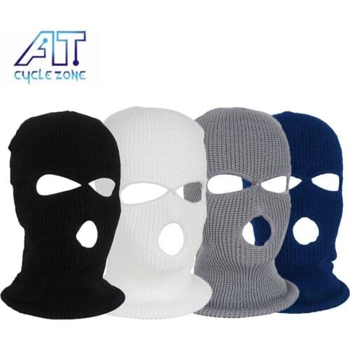 Women Men 3-Hole Knitted Full Face Cover Ski Winter Warm Cycling Neon Solid Color Balaclava Mask Hat Halloween Party Cosplay Cap