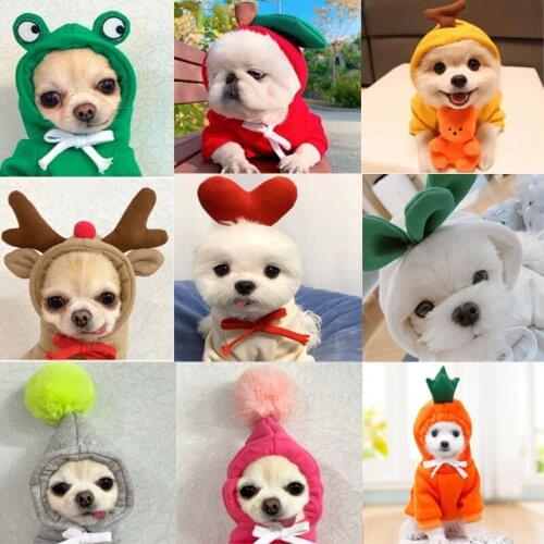 Cute Fruit Pet Dog Hoodies Fleece Warm Pet Clothes Puppy Cat Hooded Sweatshirt Cold Weather Coat Costume for Small Medium Dog
