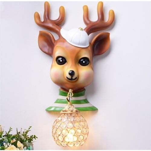 Cute Cartoon Deer Wall Lamps Living Room Bedroom Background Home Decoration Wall Lights Childrens Room Boy Girl Room Fixture