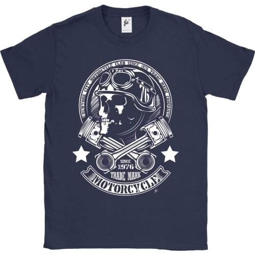 Newest 2019 Men Fashion New York City Motorcycle Club Skull Rider Cross Parts Mens T-Shirt Hot Tee Shirt