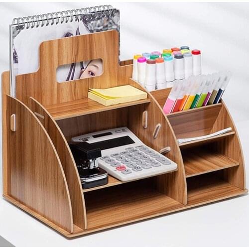 Creative pen container storage box small lattice office desktop shelf students home personality simple pen organizer