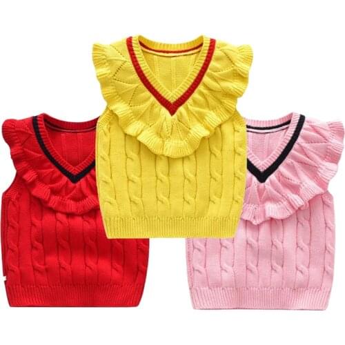 Autumn Girls Warm Vest 2020 Winter Knitting Sweater Waistcoat Kids Outerwear Vest Spring Children Cotton Lovely Jackets Vest