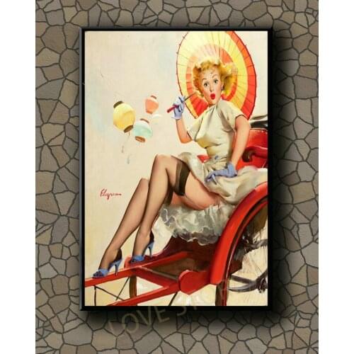 P263 Vintage Beautiful Pin-up Girl Classic Picture 389 Silk Fabric Poster Art Decor Indoor Painting Gift