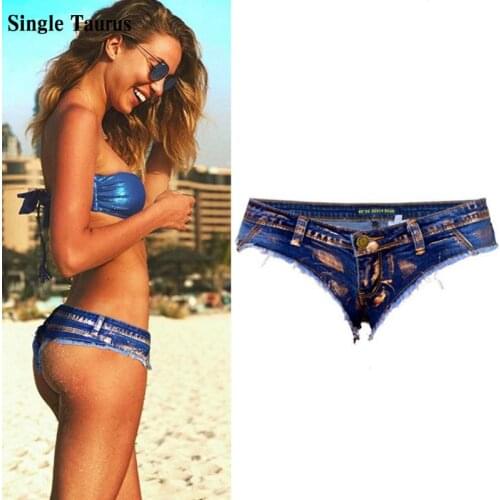 Sexy Club Metal Bronzing Shorts for Women Super Low Waist Party Girl Denim clothing Shorts Push Up Pole Dance Chores Para Mujer