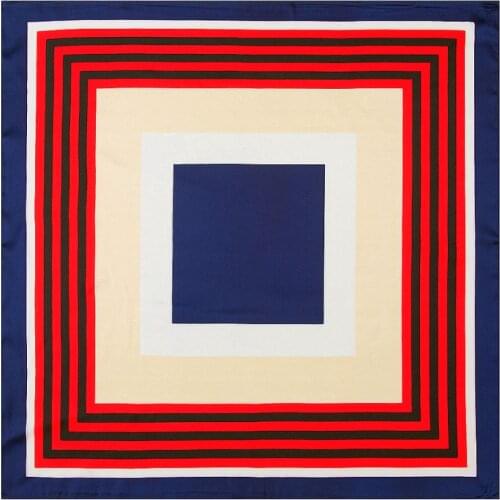 [POBING] 2017 Luxury Brand Plain Silk Scarf Women Square Scarves Geometric Stripe Hijab Lady Bandana Female Foulard 60cm x 60cm