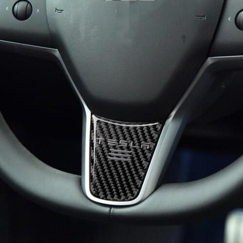 It Is Suitable For Tesla The carbon fiber steering wheel sticker model-3