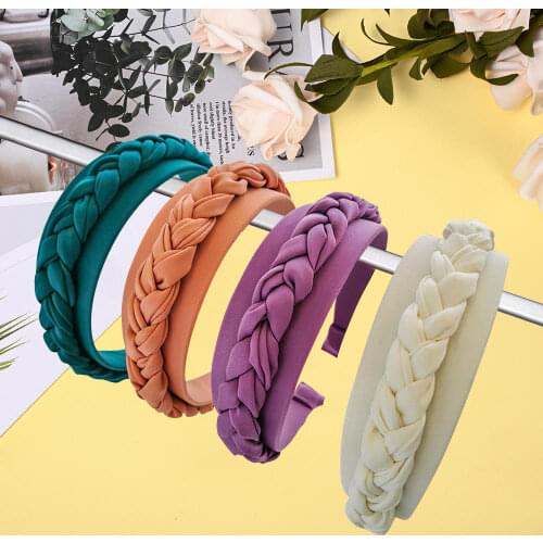 New Fashion Women Hairband Wide Side Hand-woven Braids Headband Fresh Spring Summer Headwear Adult Hair Accessories