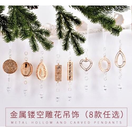 Christmas decorations metal hollow acrylic pendant display window scene dress up pendant creative pendant