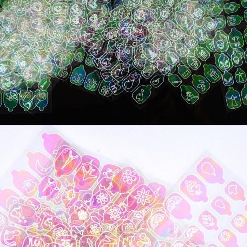 Christmas Unicorn Pattern AB Color Nail Vinyls Set Hollow 3D Adhesive Sticker 24 Sheets Random Patterns