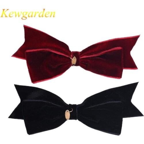 Kewgarden Childrens vintage velvet bow hairpin girls hair trim spring clip 6pcs