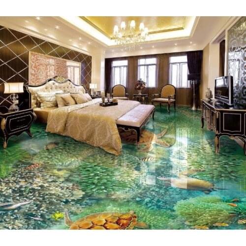 2020 self adhesive flooring The underwater world photo wallpapers for kitchen Living room bathroom pool 3d floor painting